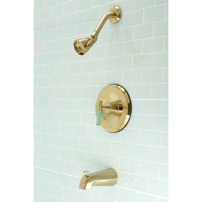 Kingston Sona KB6637CKL - Kaiser Single-Handle Pressure Balanced Tub and Shower Faucet, Brushed Brass