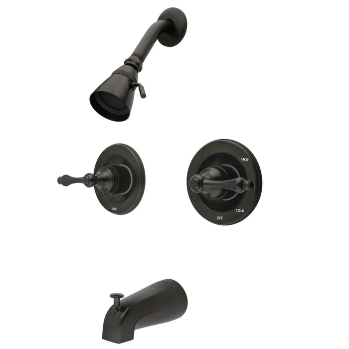 Kingston Heirloom KB665AL - Vintage Double-Handle Pressure Balanced Tub and Shower Faucet, Oil Rubbed Bronze