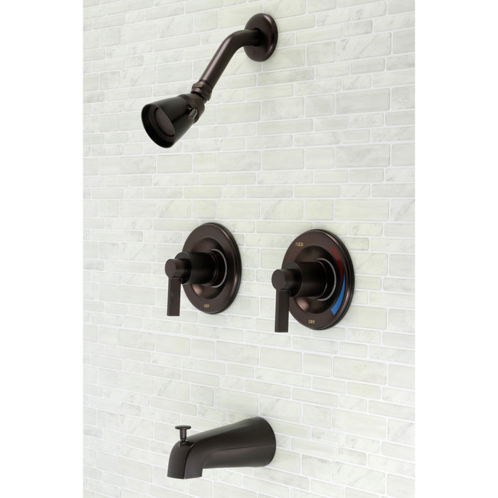 Kingston Sona KB665NDL - NuvoFusion Double-Handle Pressure Balanced Tub and Shower Faucet, Oil Rubbed Bronze