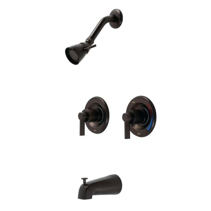 Kingston Sona KB665NDL - NuvoFusion Double-Handle Pressure Balanced Tub and Shower Faucet, Oil Rubbed Bronze