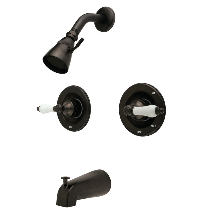 Kingston Heirloom KB665PL - Vintage Double-Handle Pressure Balanced Tub and Shower Faucet, Oil Rubbed Bronze