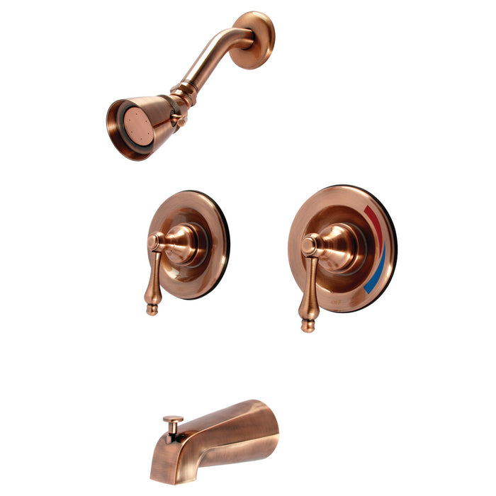Kingston Heirloom KB666ALAC - Vintage Double-Handle Pressure Balanced Tub and Shower Faucet, Antique Copper