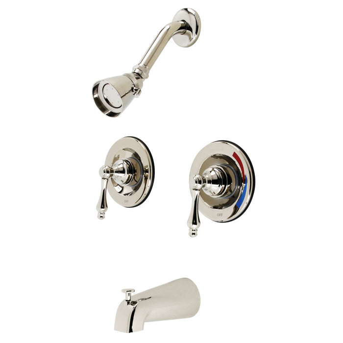Kingston Heirloom KB666AL - Vintage Double-Handle Pressure Balanced Tub and Shower Faucet, Polished Nickel