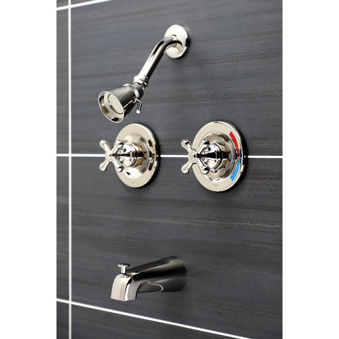 Kingston Heirloom KB666AX - Vintage Double-Handle Pressure Balanced Tub and Shower Faucet, Polished Nickel