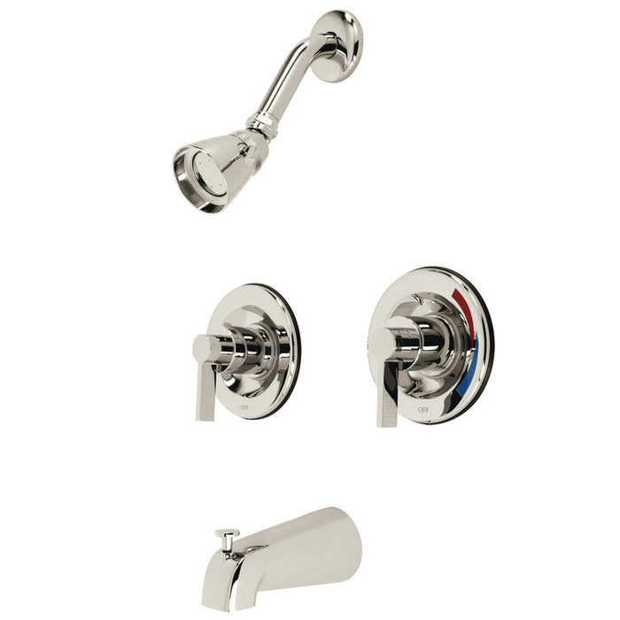 Kingston Sona KB666NDL - NuvoFusion Double-Handle Pressure Balanced Tub and Shower Faucet, Polished Nickel