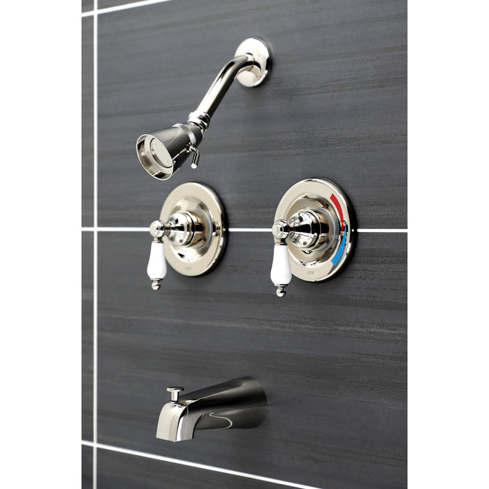 Kingston Heirloom KB666PL - Vintage Double-Handle Pressure Balanced Tub and Shower Faucet, Polished Nickel
