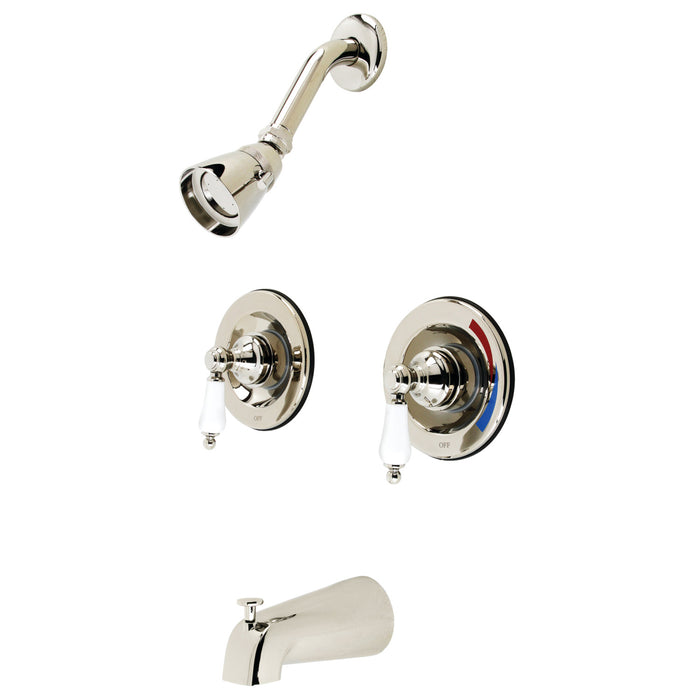 Kingston Heirloom KB666PL - Vintage Double-Handle Pressure Balanced Tub and Shower Faucet, Polished Nickel