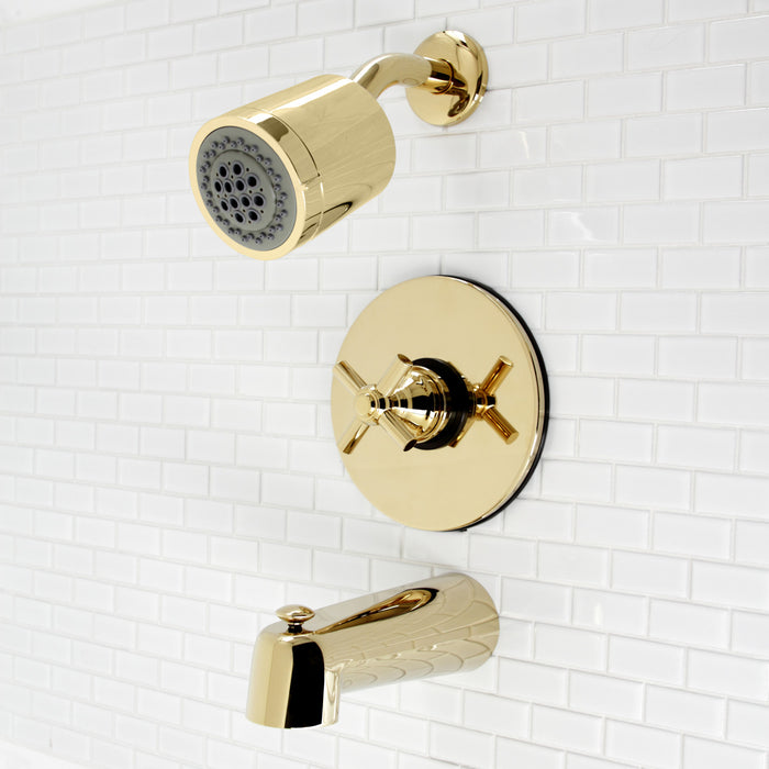 Kingston Tulare KB6692EX - Elinvar Single-Handle Pressure Balanced Tub and Shower Faucet, Polished Brass