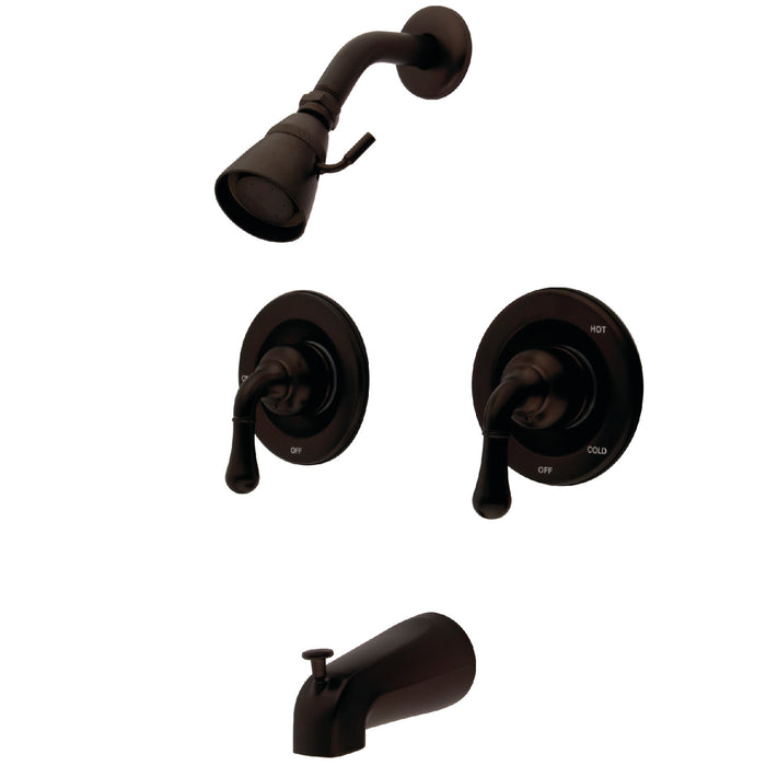 Kingston Tulare KB675 - Magellan Double-Handle Pressure Balanced Tub and Shower Faucet, Oil Rubbed Bronze