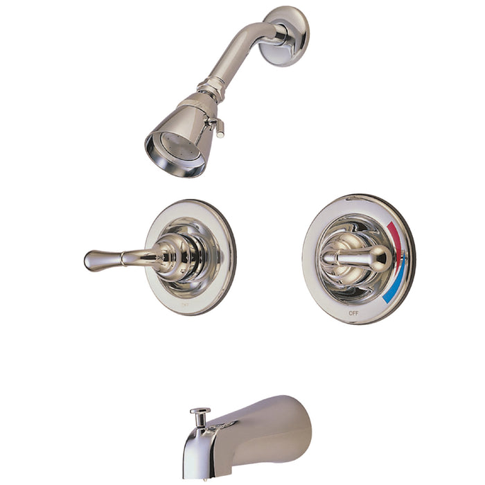 Kingston Tulare KB678 - Magellan Double-Handle Pressure Balanced Tub and Shower Faucet, Brushed Nickel