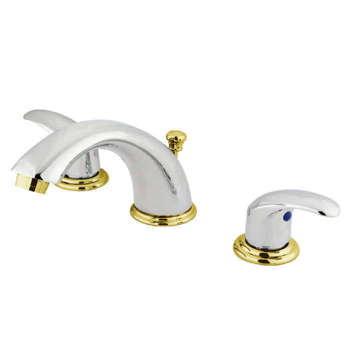 Legacy KB6964LL Two-Handle 3-Hole Deck Mount Widespread Bathroom Faucet with Plastic Pop-Up, Polished Chrome/Polished Brass
