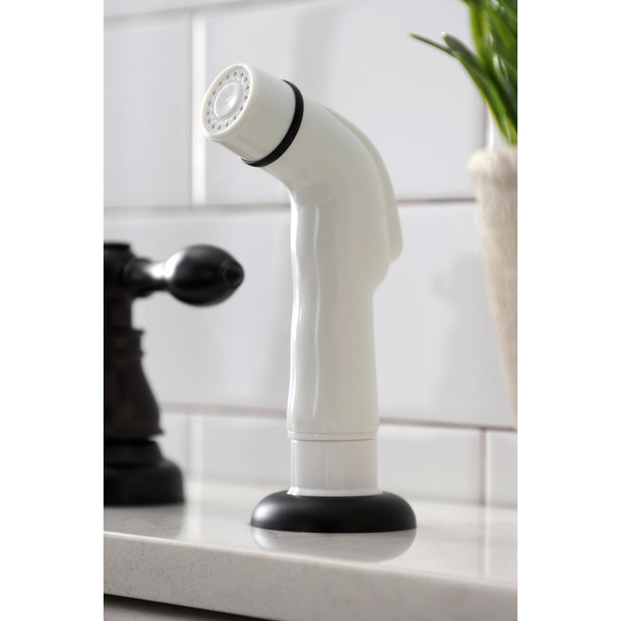 Kingston Tulare KB715ACL - American Classic Two-Handle 4-Hole 8" Centerset Kitchen Faucet with Side Sprayer, Oil Rubbed Bronze