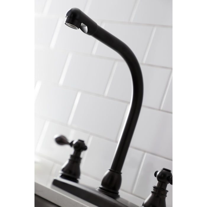 Kingston Tulare KB715ACL - American Classic Two-Handle 4-Hole 8" Centerset Kitchen Faucet with Side Sprayer, Oil Rubbed Bronze