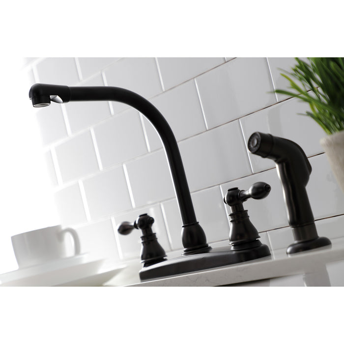 American Classic KB715ACLSP Two-Handle 4-Hole 8" Centerset Kitchen Faucet with Side Sprayer, Oil Rubbed Bronze