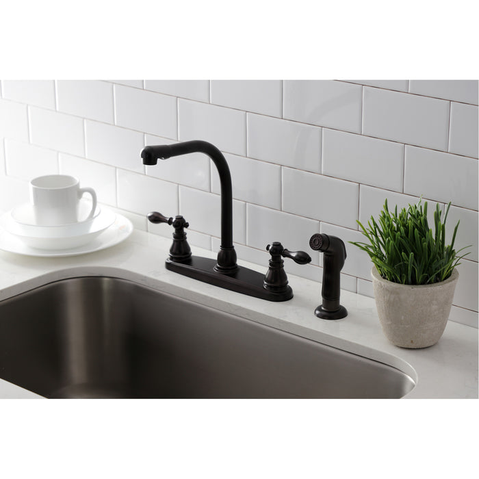 American Classic KB715ACLSP Two-Handle 4-Hole 8" Centerset Kitchen Faucet with Side Sprayer, Oil Rubbed Bronze