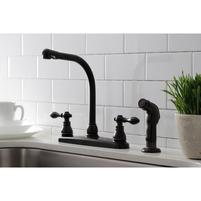 American Classic KB715ACLSP Two-Handle 4-Hole 8" Centerset Kitchen Faucet with Side Sprayer, Oil Rubbed Bronze