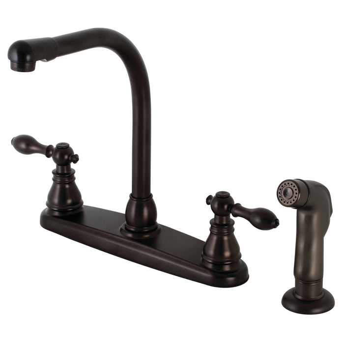 American Classic KB715ACLSP Two-Handle 4-Hole 8" Centerset Kitchen Faucet with Side Sprayer, Oil Rubbed Bronze