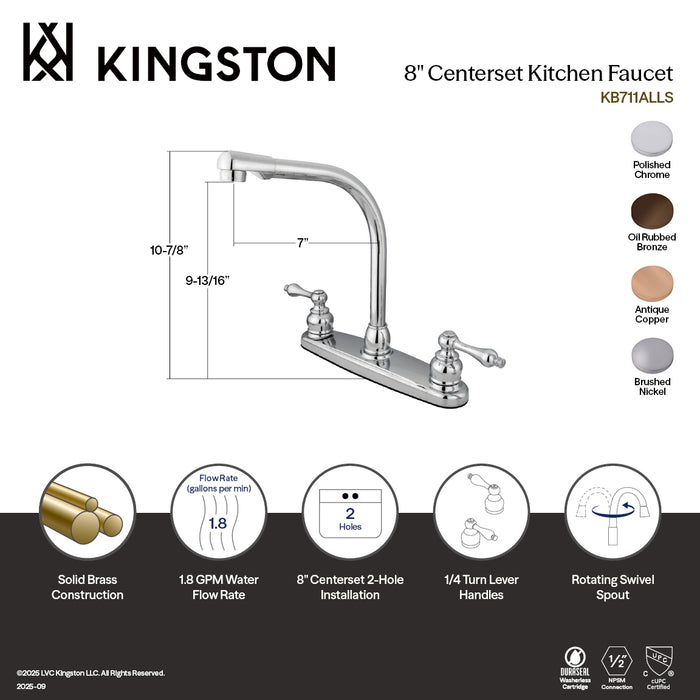 Kingston Tulare KB715ALLS - Victorian Two-Handle 2-Hole 8" Centerset Kitchen Faucet, Oil Rubbed Bronze