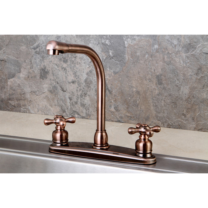 Kingston Victorian KB716AXLS Two-Handle 2-Hole 8" Centerset Kitchen Faucet, Antique Copper