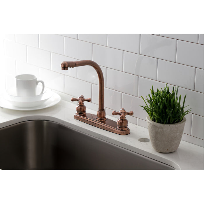 Kingston Victorian KB716AXLS Two-Handle 2-Hole 8" Centerset Kitchen Faucet, Antique Copper