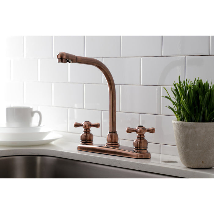 Kingston Victorian KB716AXLS Two-Handle 2-Hole 8" Centerset Kitchen Faucet, Antique Copper