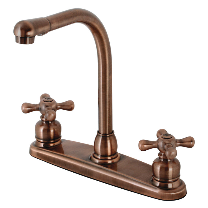 Kingston Victorian KB716AXLS Two-Handle 2-Hole 8" Centerset Kitchen Faucet, Antique Copper