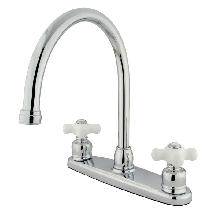 Kingston Heirloom KB721PXLS - Vintage Two-Handle 2-Hole 8" Centerset Kitchen Faucet, Polished Chrome