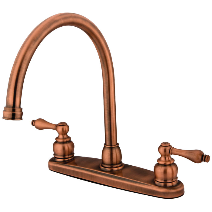 Kingston Heirloom KB726ALLS - Vintage Two-Handle 2-Hole 8" Centerset Kitchen Faucet, Antique Copper