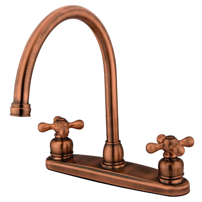 Kingston Heirloom KB726AXLS - Vintage Two-Handle 2-Hole 8" Centerset Kitchen Faucet, Antique Copper