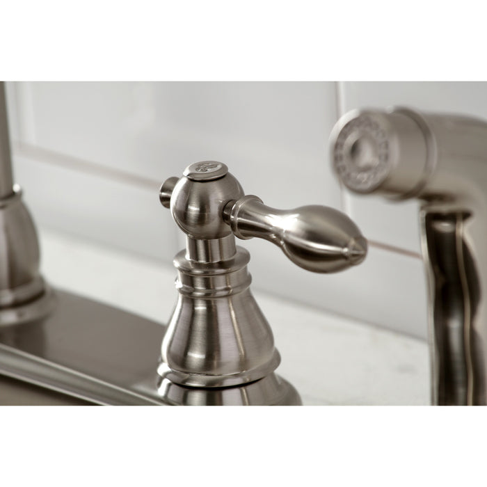 American Classic KB728ACLSP Two-Handle 4-Hole 8" Centerset Kitchen Faucet with Side Sprayer, Brushed Nickel