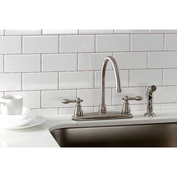 American Classic KB728ACLSP Two-Handle 4-Hole 8" Centerset Kitchen Faucet with Side Sprayer, Brushed Nickel