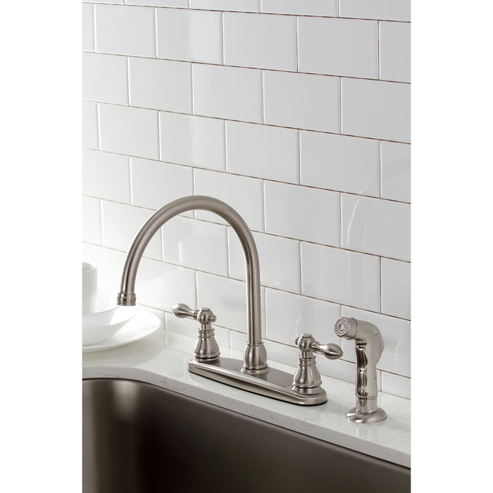 American Classic KB728ACLSP Two-Handle 4-Hole 8" Centerset Kitchen Faucet with Side Sprayer, Brushed Nickel