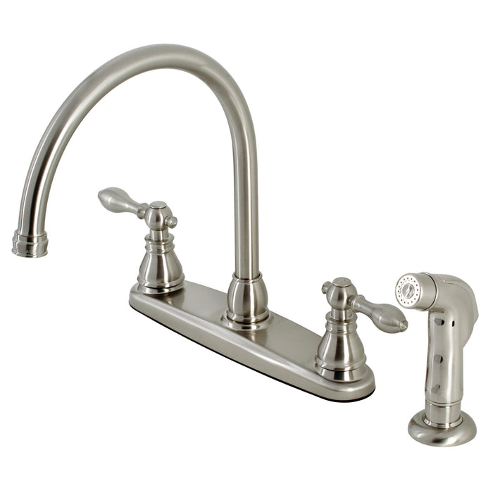 American Classic KB728ACLSP Two-Handle 4-Hole 8" Centerset Kitchen Faucet with Side Sprayer, Brushed Nickel