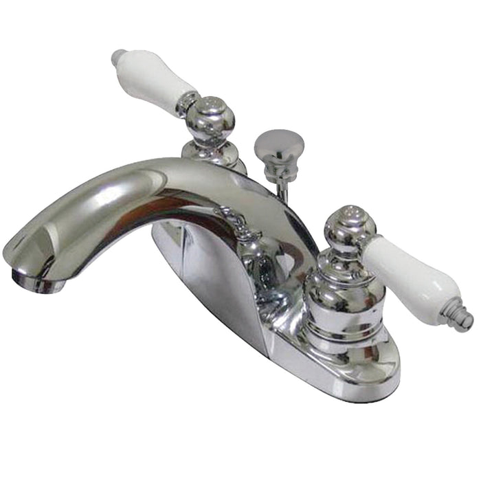 Kingston Heirloom KB7641PL - English Country Double-Handle 3-Hole Deck Mount 4-Inch Centerset Bathroom Faucet with Pop-Up Drain, Polished Chrome