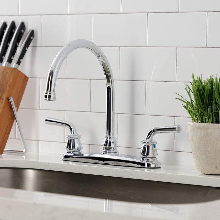 Kingston Tulare KB790RXL - Restoration Two-Handle 3-Hole 8" Centerset Kitchen Faucet, Polished Chrome