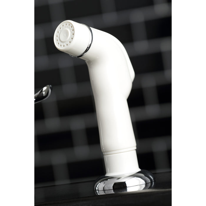 Kingston Tulare KB791YL - Yosemite Two-Handle 4-Hole 8" Centerset Kitchen Faucet with Side Sprayer, Polished Chrome