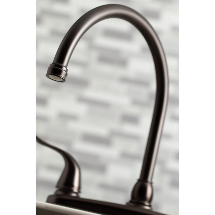 Kingston Tulare KB795YL - Yosemite Two-Handle 4-Hole 8" Centerset Kitchen Faucet with Side Sprayer, Oil Rubbed Bronze
