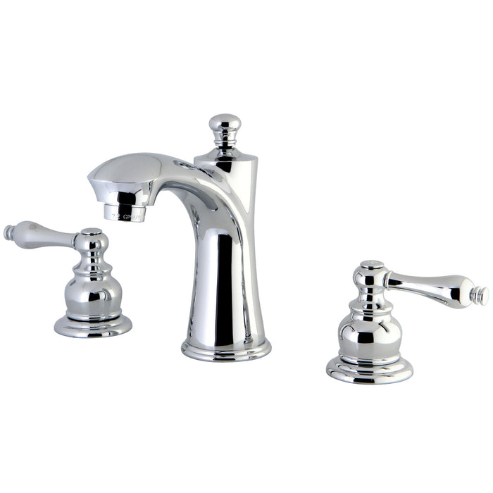 Kingston Tulare KB7961AL - Victorian Two-Handle 3-Hole Deck Mount Widespread Bathroom Faucet with Pop-Up Drain, Polished Chrome