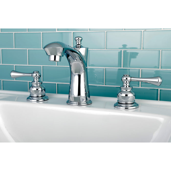 Vintage KB7961BL Two-Handle 3-Hole Deck Mount Widespread Bathroom Faucet with Plastic Pop-Up, Polished Chrome