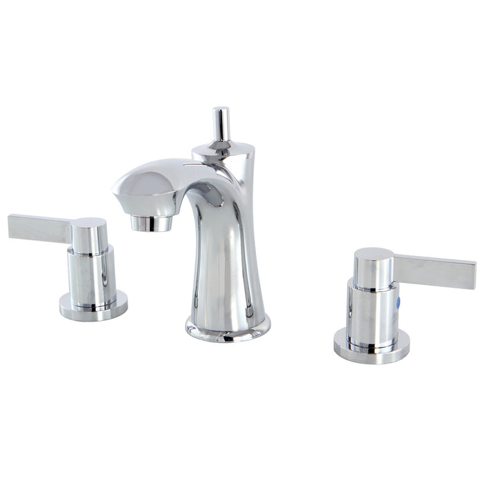 NuvoFusion KB7961NDL Two-Handle 3-Hole Deck Mount Widespread Bathroom Faucet with Plastic Pop-Up, Polished Chrome