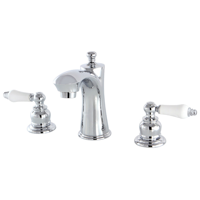Victorian KB7961PL Two-Handle 3-Hole Deck Mount Widespread Bathroom Faucet with Plastic Pop-Up, Polished Chrome