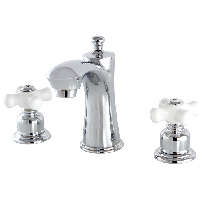 Victorian KB7961PX Two-Handle 3-Hole Deck Mount Widespread Bathroom Faucet with Plastic Pop-Up, Polished Chrome