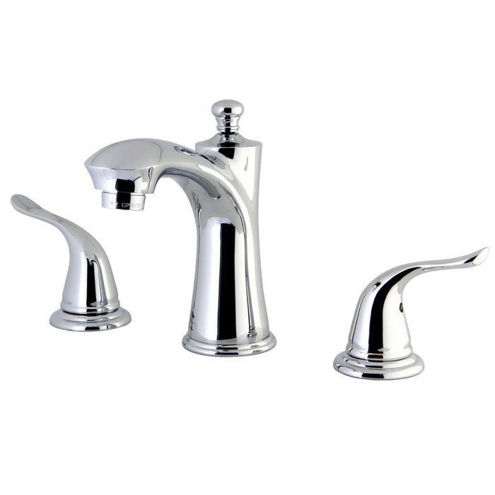 Kingston Tulare KB7961YL - Yosemite Two-Handle 3-Hole Deck Mount Widespread Bathroom Faucet with Pop-Up Drain, Polished Chrome