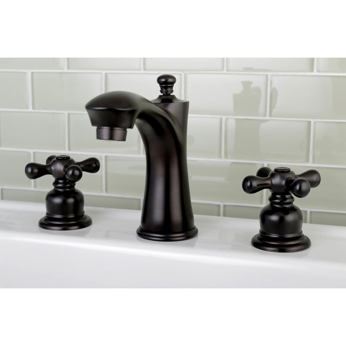 Victorian KB7965AX Two-Handle 3-Hole Deck Mount Widespread Bathroom Faucet with Plastic Pop-Up, Oil Rubbed Bronze