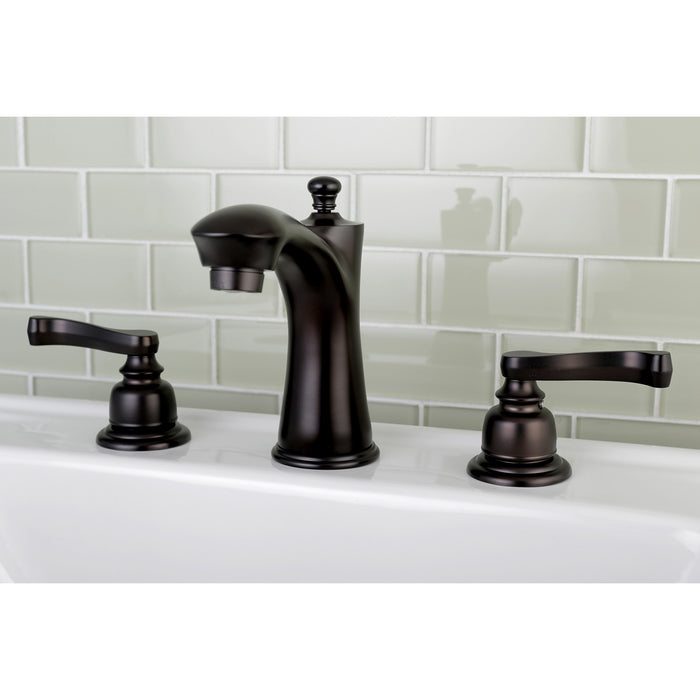 Kingston Tulare KB7965FL - Royale Two-Handle 3-Hole Deck Mount Widespread Bathroom Faucet with Pop-Up Drain, Oil Rubbed Bronze