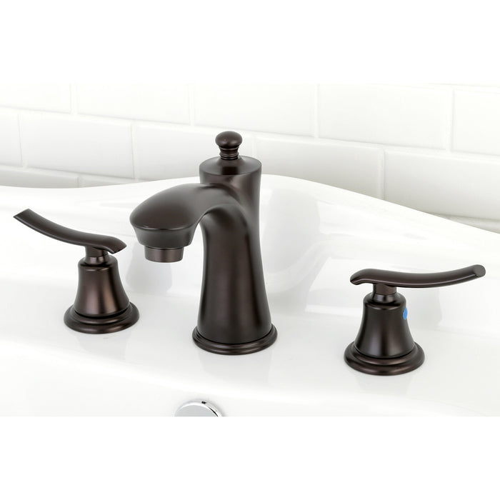 Jamestown KB7965JL Two-Handle 3-Hole Deck Mount Widespread Bathroom Faucet with Plastic Pop-Up, Oil Rubbed Bronze