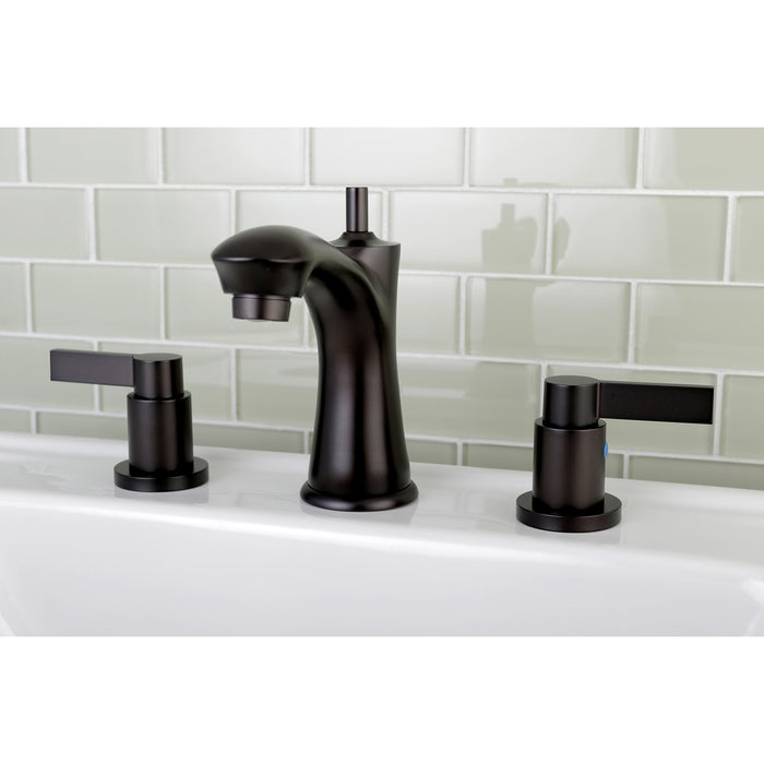 NuvoFusion KB7965NDL Two-Handle 3-Hole Deck Mount Widespread Bathroom Faucet with Plastic Pop-Up, Oil Rubbed Bronze