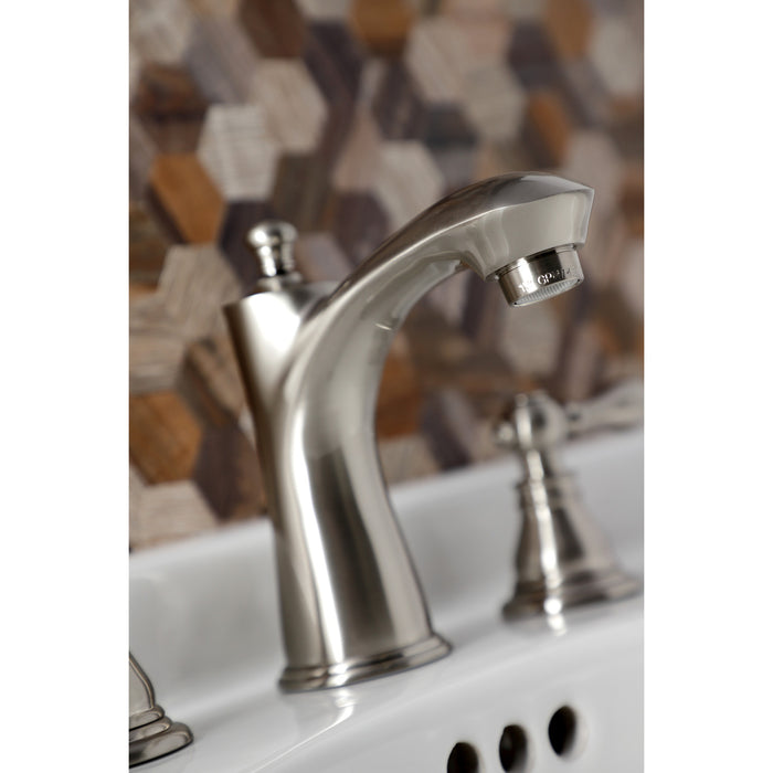 American Classic KB7968ACL Two-Handle 3-Hole Deck Mount Widespread Bathroom Faucet with Plastic Pop-Up, Brushed Nickel