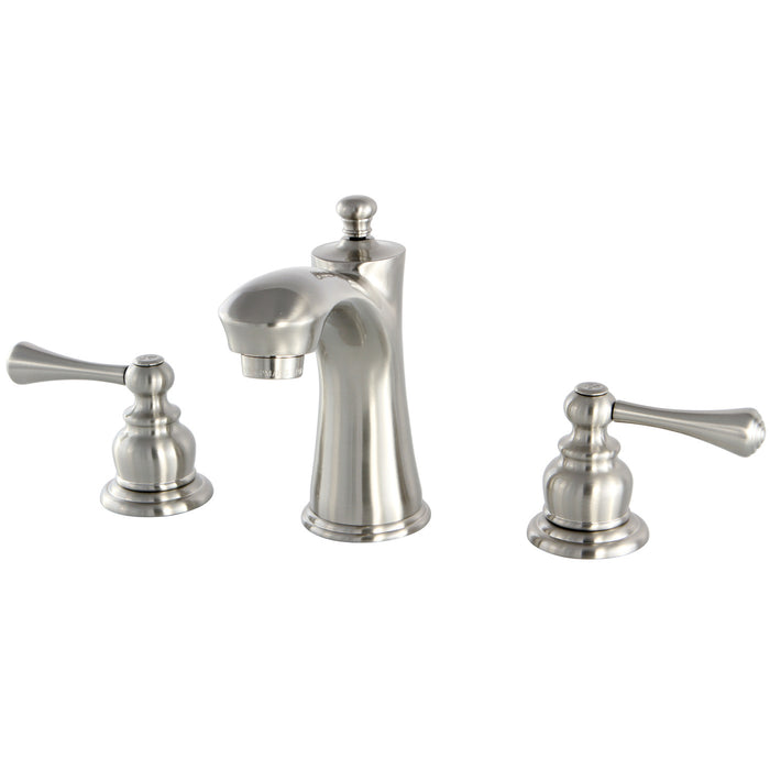 Vintage KB7968BL Two-Handle 3-Hole Deck Mount Widespread Bathroom Faucet with Plastic Pop-Up, Brushed Nickel