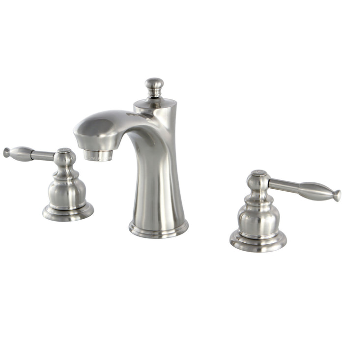 Knight KB7968KL Two-Handle 3-Hole Deck Mount Widespread Bathroom Faucet with Plastic Pop-Up, Brushed Nickel